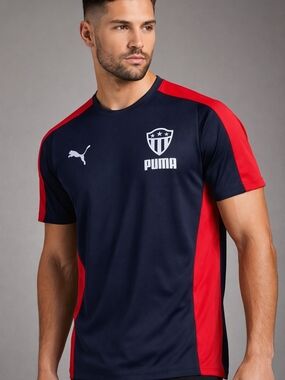 Puma Black and Red Athletic Crew Neck Jersey